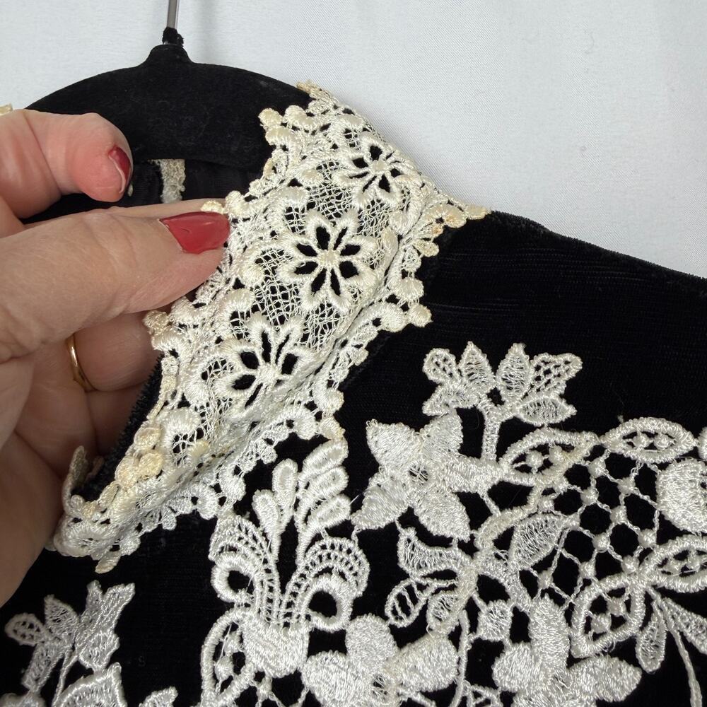 Vintage 1980s Gunne Sax Jessica McClintock Black Velvet Midi Dress Basque 9 - Picture 14 of 16